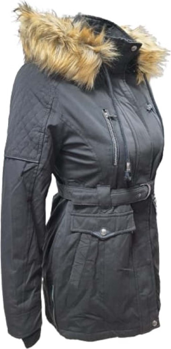 Timberline TB3439 Kadın Gabardin Kapüşonlu Içi Kürklü Mont - TB3439 - Siyah görsel 2