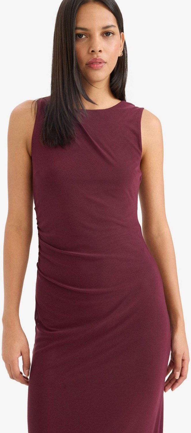 DeFacto Bodycon Vücudu Saran Yuvarlak Yaka Tül Kolsuz Midi Elbise D8036AX25AU görsel 5