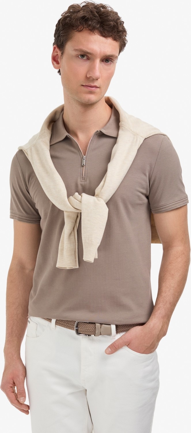 Pierre Cardin Erkek Siyah Slim Fit %100 Pamuk Kıvrılmaz Polo Yaka Basic Tişört 50325311-VR046 görsel 8