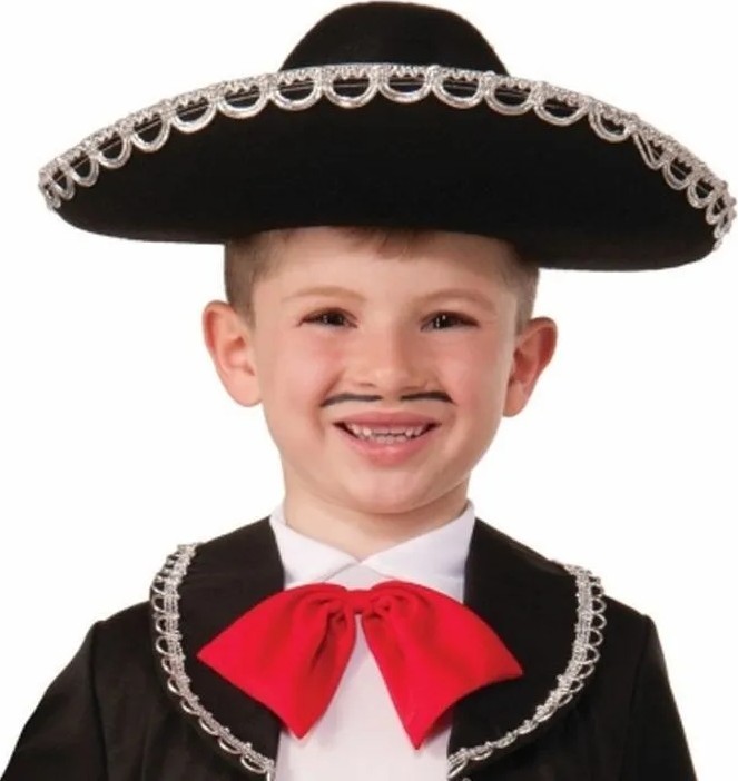 TeknoKapsül Gümüş Renk Şeritli Meksika Mariachi Latin Şapkası 55 cm Çuk