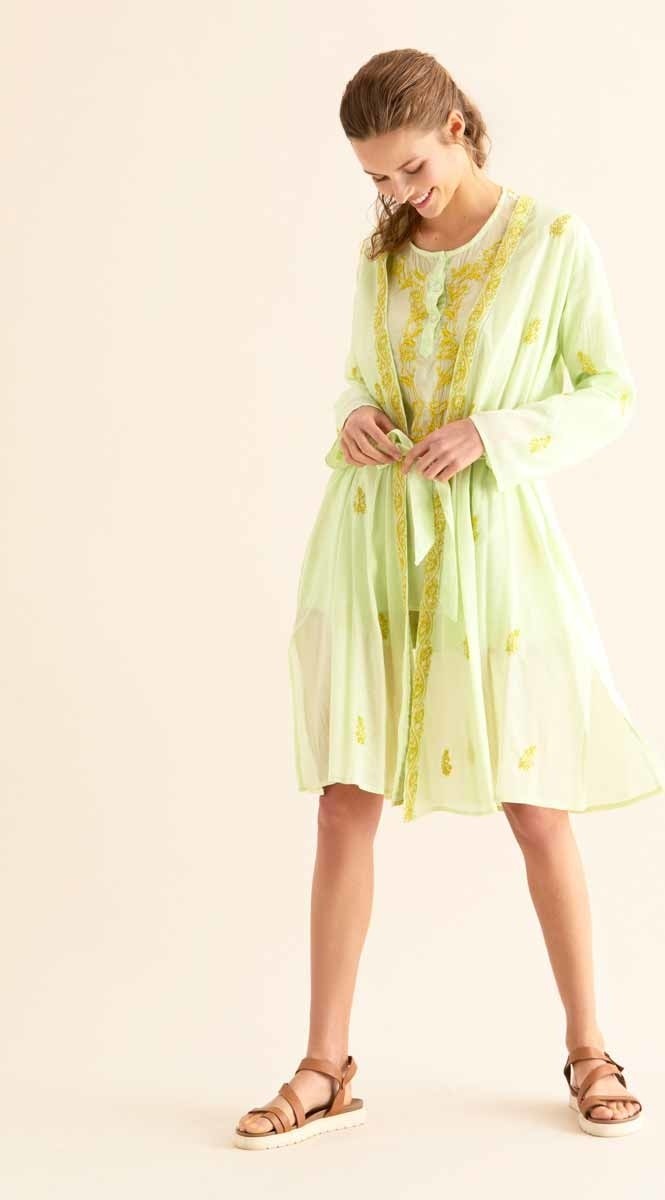 ROMAN İşlemeli Açık Kimono Açık Yeşil Y9962101_436 görsel 8