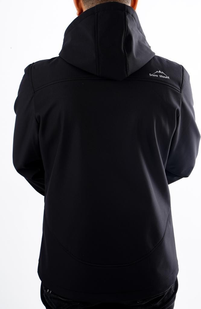 Snowmount Siyah Renk Trail Softshell Su İtici Rüzgar Geçirmez Kapüşonlu Ceket Mont görsel 2
