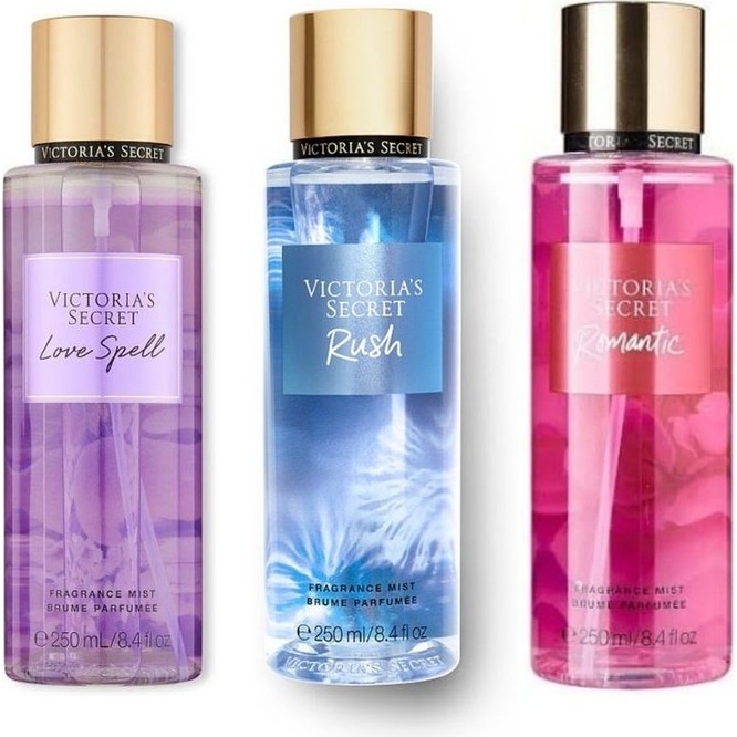 Victoria's Secret Love Spell-Rush-Romantic Vücut Spreyi Üçlü Set 250 ml Her Cinsiyet İçin Eşsiz Kokular