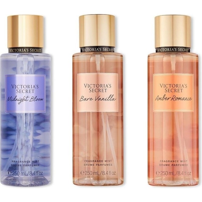 Victoria's Secret Victorıa's Secret Vücut Spreyi Üçlü Set: Bare Vanilla, Midnight Bloom, Amber Romance 250 ml