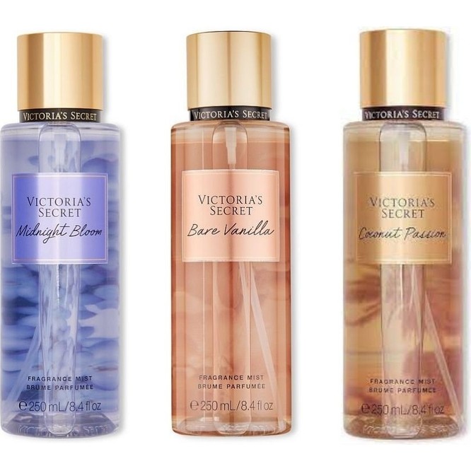 Victoria's Secret Vücut Spreyi Üçlü Set: Bare Vanilla, Midnight Bloom, Coconut Passion 250 ml