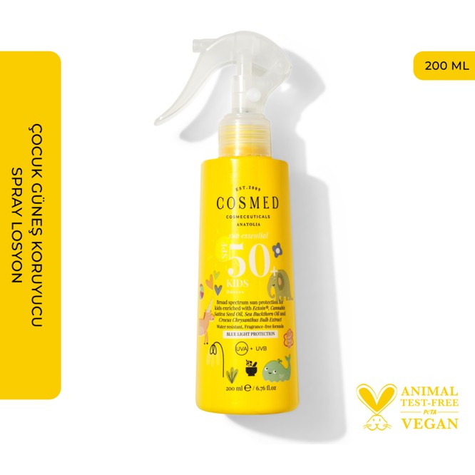 Cosmed Çocuk Güneş Koruyucu Sprey Losyon SPF50+ / SUN ESSENTIAL KIDS SPF50+  200 ml