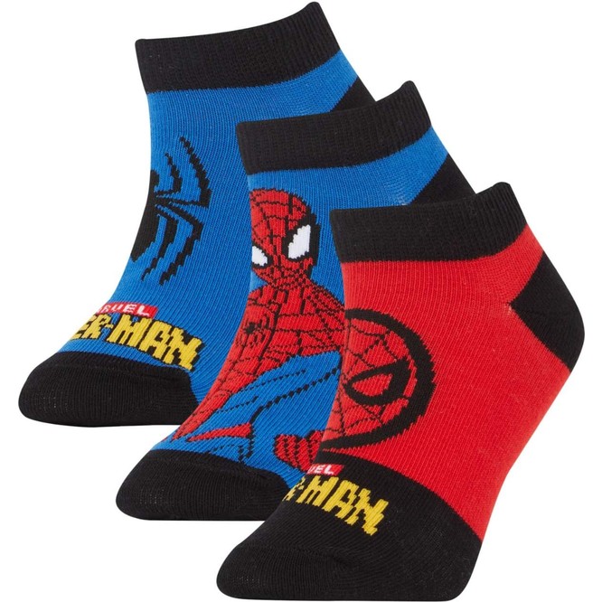 DeFacto Erkek Çocuk Marvel Spiderman Pamuklu 3'lü Patik Çorap X9652A6NS