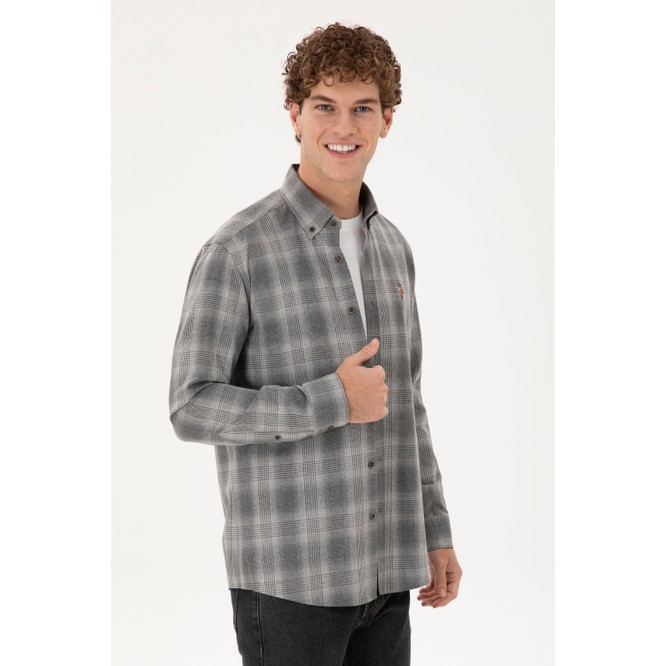 U.S. Polo Assn. Erkek Gri Gömlek Desenli 50291383-VR024