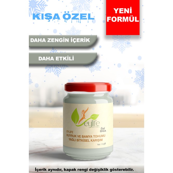 Eylife Naturel Kuyruk ve Bamya Tohumu Yağlı Bitkisel Karışım 100 ml