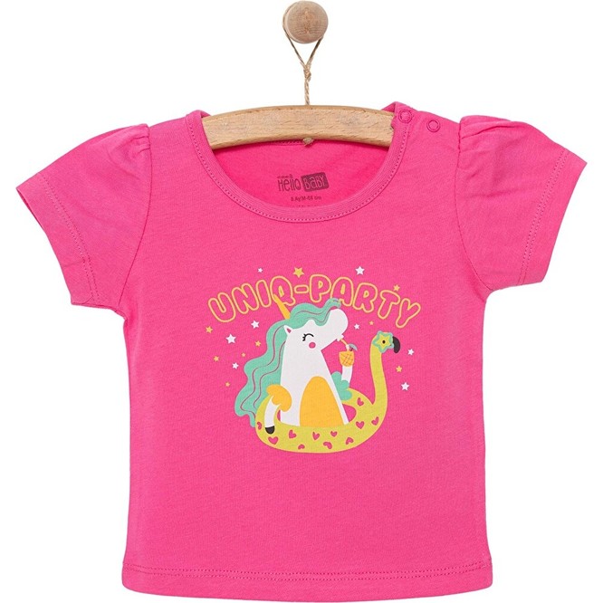 Hellobaby Basic Kız Unicorn Parti Baskılı T-Shirt Kız Bebek