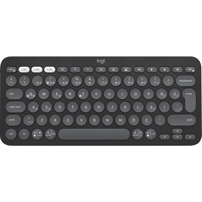 Logitech K380s Pebble Keys 2 Çoklu Cihaz Özellikli Bluetooth Türkçe Q Klavye - Siyah