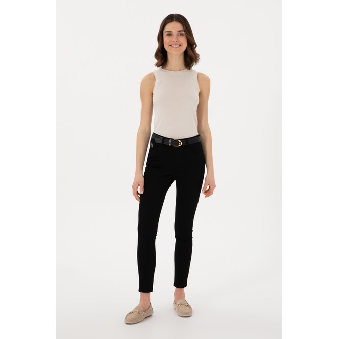 U.S. Polo Assn. Kadın Siyah Toothpick Fit Kanvas Pantolon 50309087-VR046