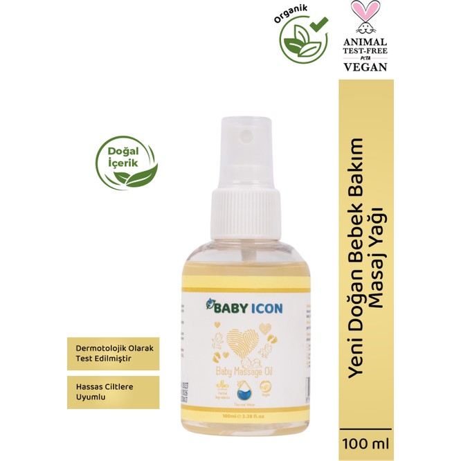 Baby Icon Yeni Doğan Bebek Bakım Masaj Yağı Bebe Yağı Baby Oil 100ML