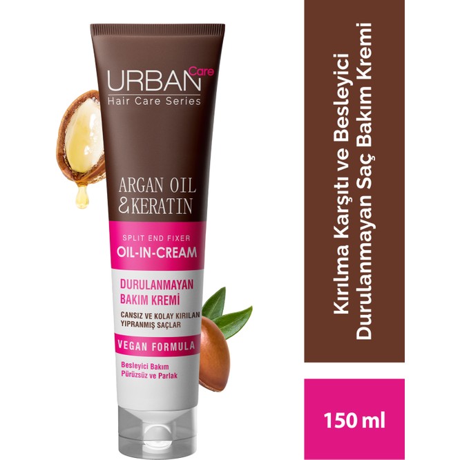 Urban Care Argan Yağı&Keratin Vegan Özellikli Kolay Kırılan Saçlar Besleyici Bakım Kremi 150 ML