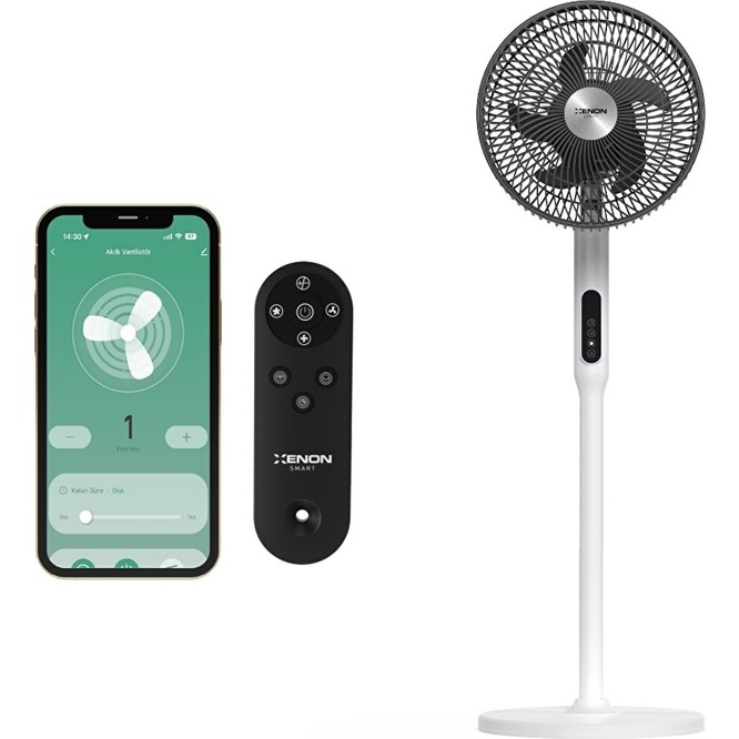 Xenon Smart Akıllı Ayaklı Vantilatör Wi-Fi Bluetooth Mobil Uygulama Kontrollü Ultra Sessiz Zamanlayıcı Ayarlı Fan X7430