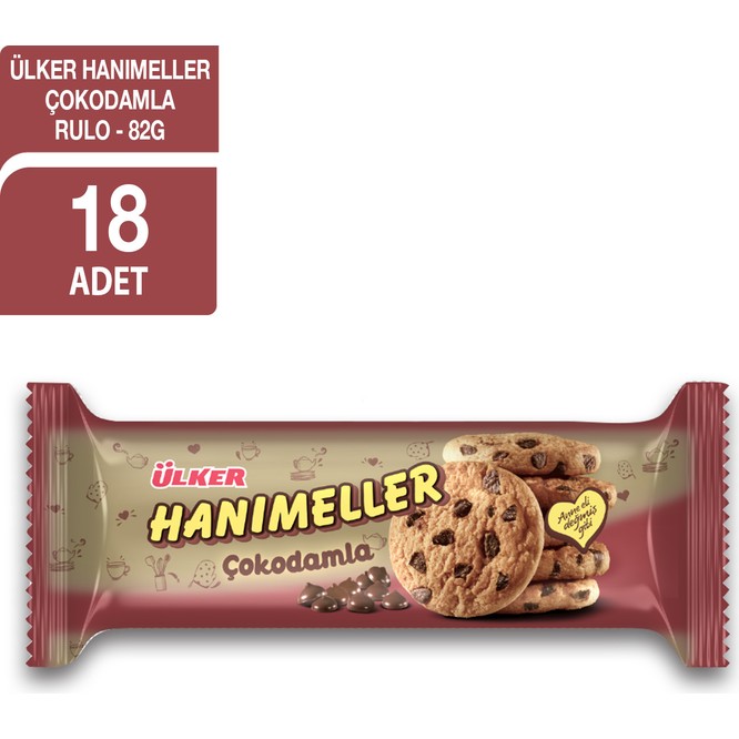 Ülker Hanımeller Çokodamla Bisküvi 82 gr x 18'li Annenizin Özenle Hazırladığı Lezzet