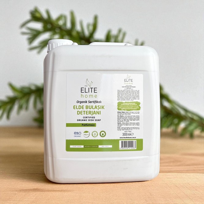 The Elite Home Organik ve Vegan Sertifikalı Elde Bulaşık Deterjanı 3 kg Kokusuz