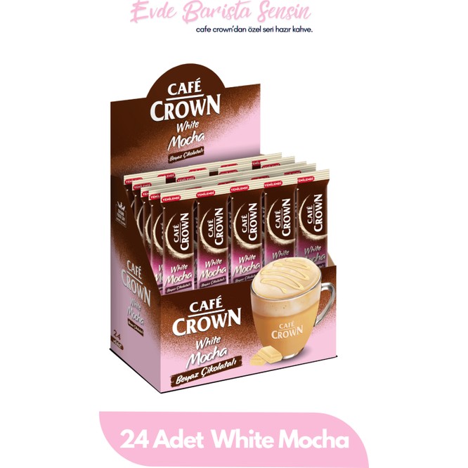 Ülker Cafe Crown Beyaz Çikolata Aromalı White Chocolate Mocha 17gr x 24 Adet Menşei Türkiye