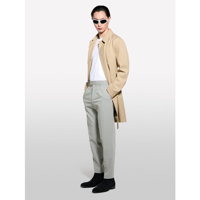 Sisley Su Geçirmez Kumaşlı Logolu Kemerli Regular Fit Trençkot Erkek Mavi Trençkot - 325P2THMSN03V