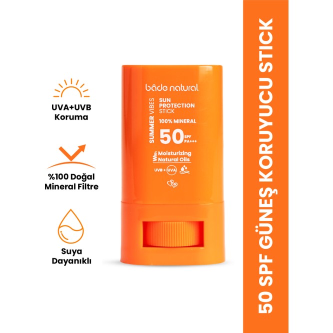 Bade Natural 50 Spf  Mineral Filtreli ve Doğal Yüksek Korumalı Güneş Stick 16g