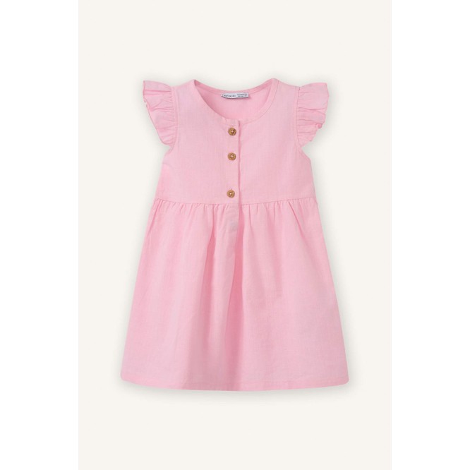DeFacto %100 Pamuk Flamlı Poplin Elbise Kız Bebek Z7402A226SM