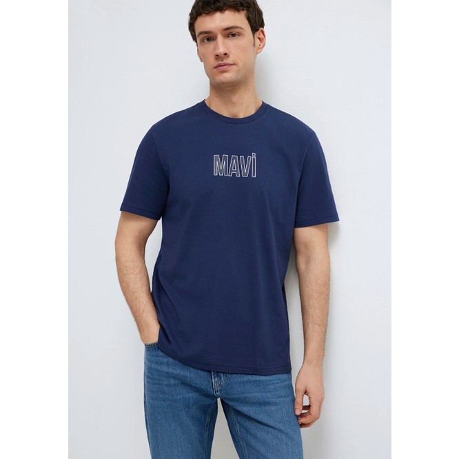 Mavi Mavi Logo Baskılı Lacivert Tişört 0613186-70758