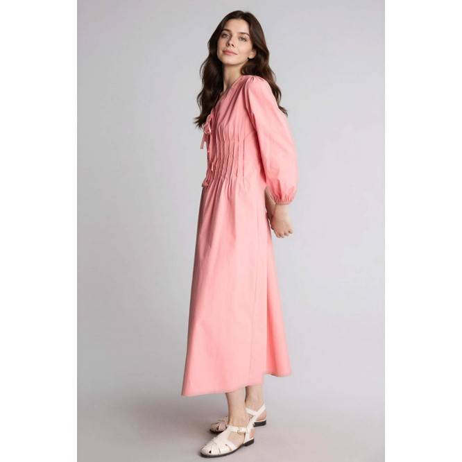 DeFacto %100 Pamuk V Yaka Poplin Maxi Elbise G0015AX26SP