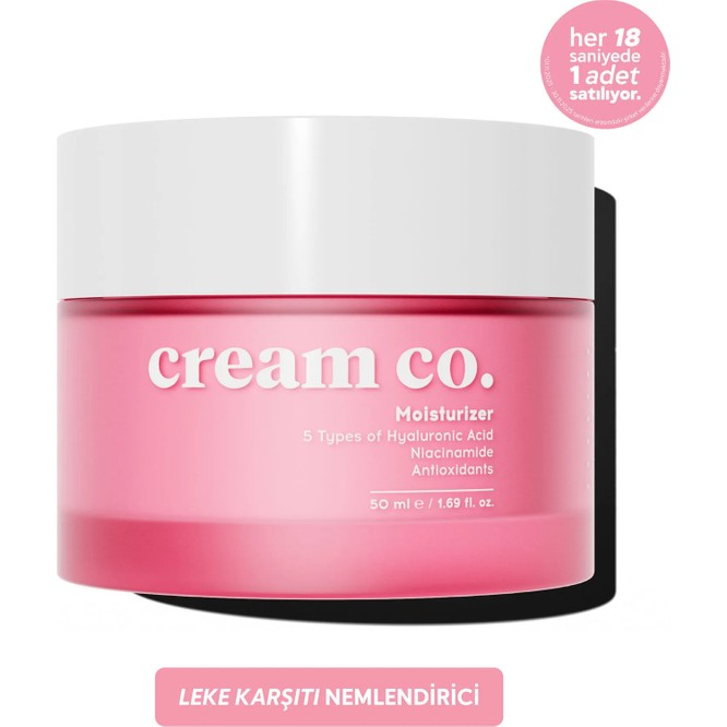 Cream Co. Su Bazlı Moisturizer Nemlendirici Yüz Kremi | Hyaluronik Asit | 50 ML | Tüm Cilt Tipleri