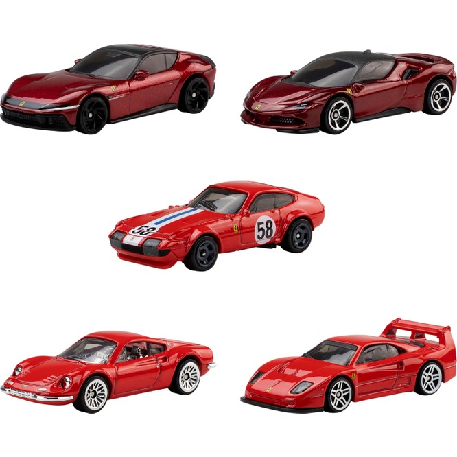 Hot Wheels® 5'li Ferrari Araba Seti Metal Araçlar ile Oyun Seti JLN12 3+ Yaş İçin Eğlenceli
