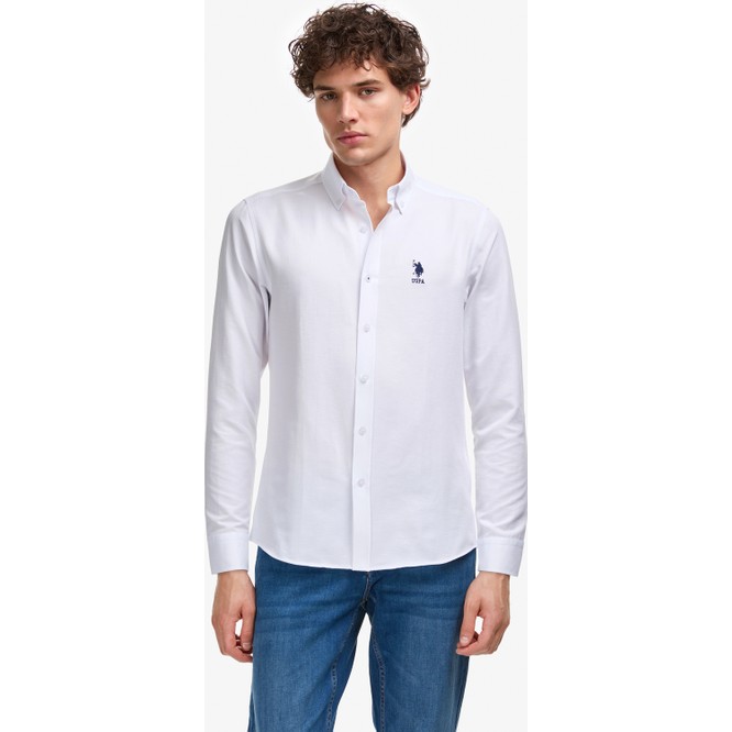 U.S. Polo Assn. Erkek Beyaz Uzun Kollu Basic Gömlek 50322159-VR013