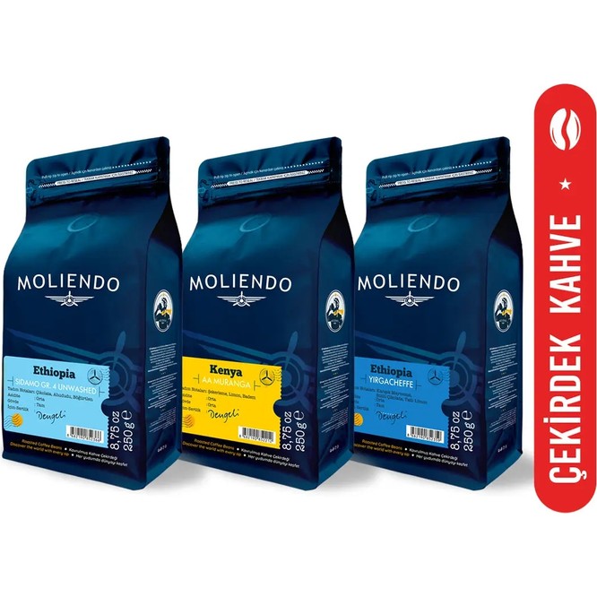 Moliendo Afrika Kahveleri Avantaj Paketi (Çekirdek Kahve) 3*250 g