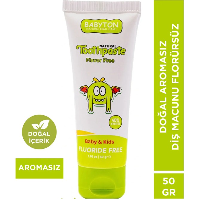 Babyton Aromasız Doğal Diş Macunu Florürsüz 50 gr