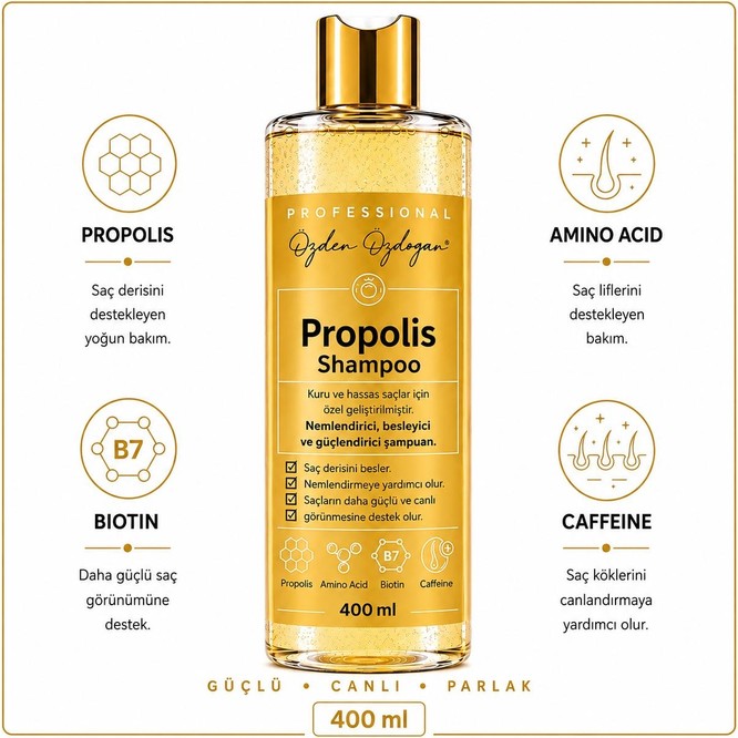 Özden Özdoğan Nemlendirici Besleyici Güçlendirici Propolis Şampuan - 400 ml