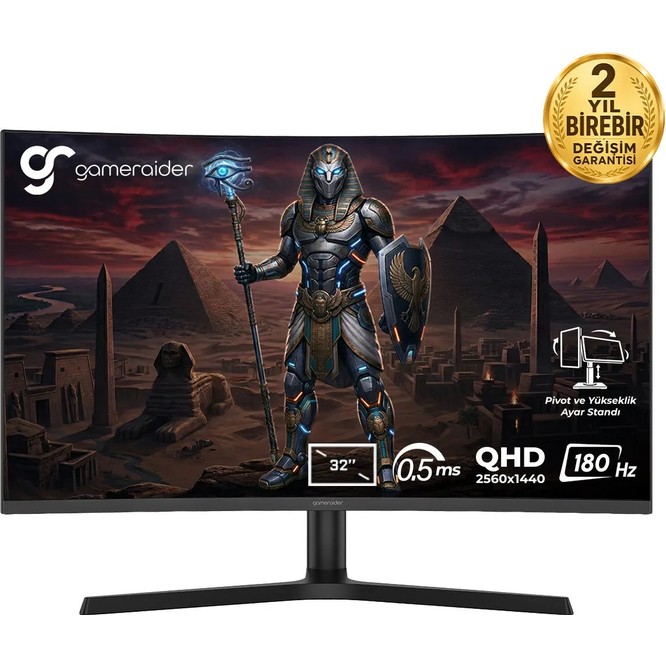 Gameraider Horus GR32QC18V 32 Inç 180Hz 0.5ms 2k Qhd Adaptive Sync Va Kavisli Pivot Gaming Monitör