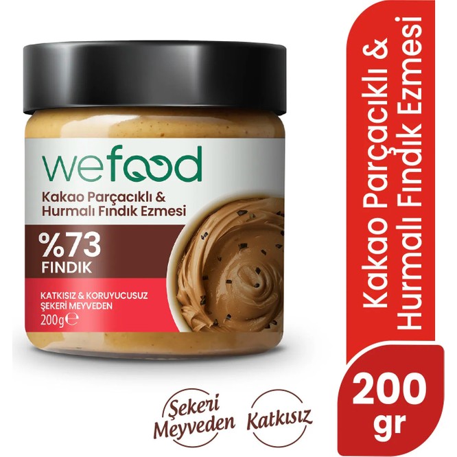 Wefood Kakao Parçacıklı Hurmalı Fındık Ezmesi 200 gr