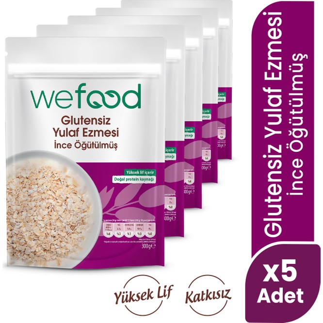 Wefood İnce Öğütülmüş Glutensiz Yulaf Ezmesi 300 gr 5'li
