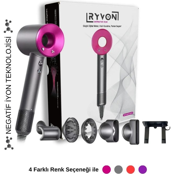 Ryvon Güçlü Saç Kurutma Makinesi 1500 W 5 Başlıklı 3 Kademe Hız Ayarı ile Profesyonel Kullanım
