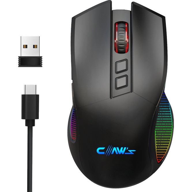 Claw's Crossfire Air Pro Kablosuz 24.000 Dpi Pixart PMW3311Sensör Makro Yazılımlı Chromatic RGB Kablosuz Gaming Mouse - Siyah (2.4 GHz Kablosuz + BT5.1 + Type-C ile Kullanım Desteği)