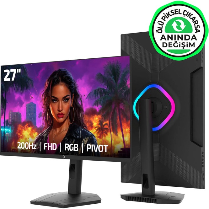 GamePower Lunis L40 27'' 200Hz 0.5Ms VA FHD RGB Pivot Gaming Monitör (Ölü Pikselde Anında Değişim)