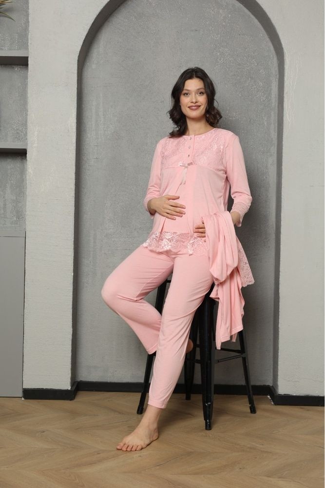 Lady Time Lohusa & Hamile Gecelik Sabahlık Takım 1036 görsel 5
