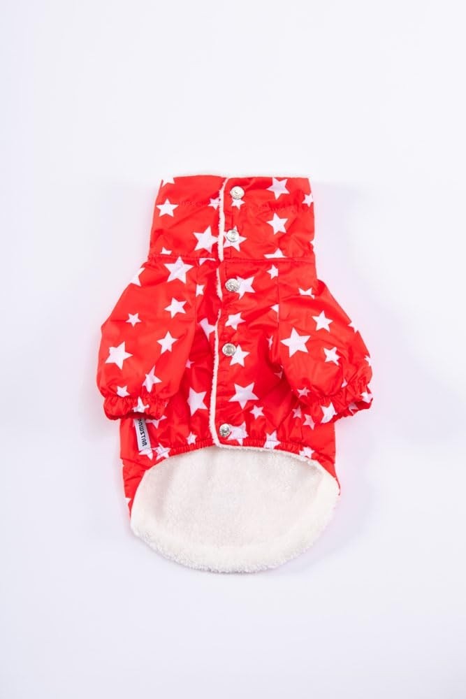 Aesco Pawstar Stars Red Peluşlu Su Geçirmez Orta-Büyük Irk Köpek Yağmurluğu (5xl) görsel 5