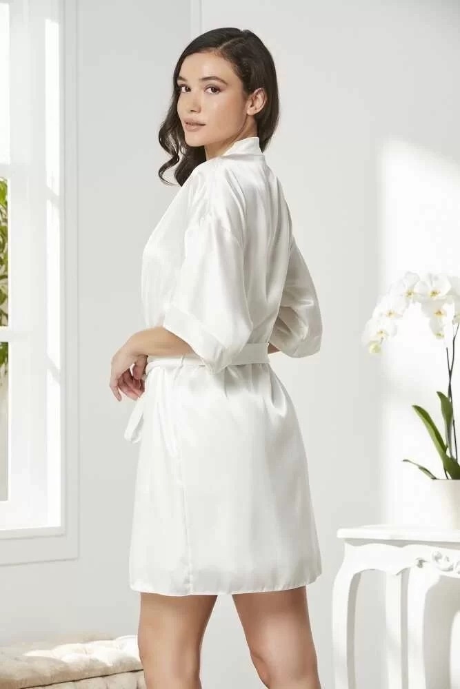 Melonika Pierre Cardin 4045 Kadife Saten Dantelli Gecelik ve Sabahlık Takımı görsel 3