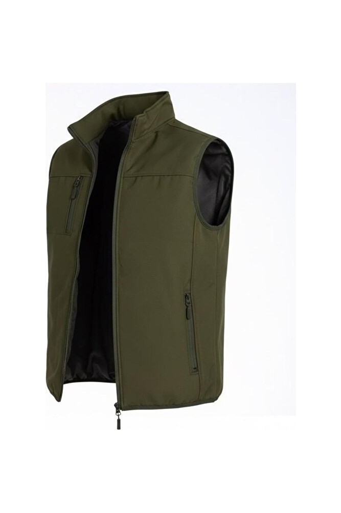 Vatan Tekstil Dik Yaka Slim Fit 3 Cepli Softshell Erkek Yelek Su Itici Kumaş görsel 3