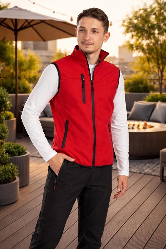 Vatan Tekstil Dik Yaka Slim Fit 3 Cepli Softshell Erkek Yelek Su Itici Kumaş görsel 5