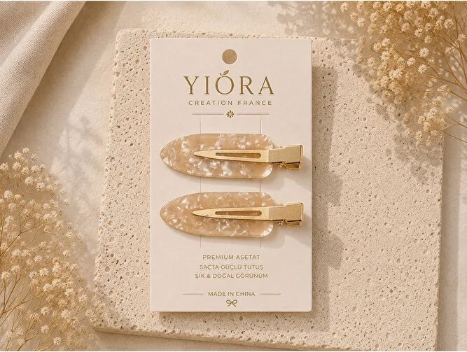Yiora Kadın Premium Sedefli 2'li Iz Yapmayan Saç Makyaj Cilt Bakımı Klips Toka Seti görsel 3