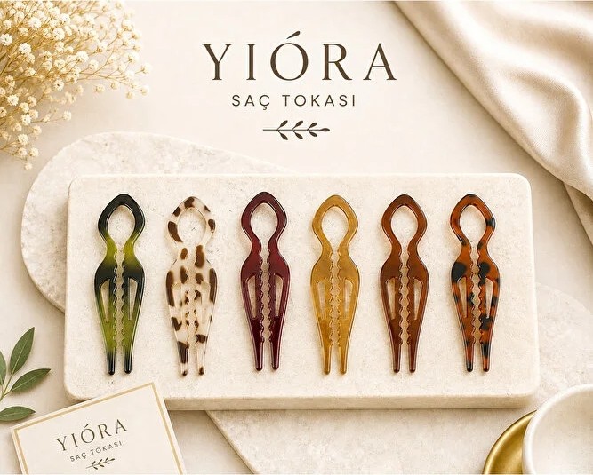 Yiora Kadın Nostaljik Desenli Kaydırmaz Dayanıklı Fransız Model French Pin Topuz Tokası 11CM görsel 8