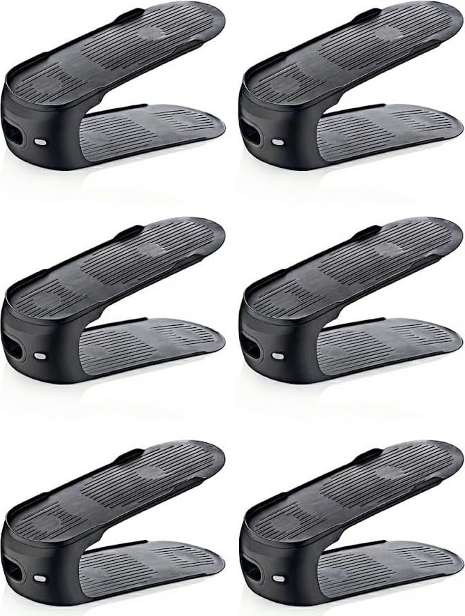 OEM 6 Adet Ayakkabı Rampası Ayakkabılık Içi Organizer, Çift Katlı Ayakkabı Rafı Düzenleyici, Dolap Içi Ayakkabı Standı, Yer Tasarruflu Ayakkabı Yükseltici Set