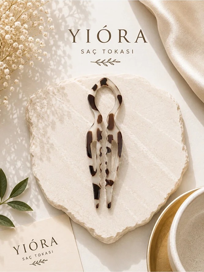 Yiora Kadın Nostaljik Desenli Kaydırmaz Dayanıklı Fransız Model French Pin Topuz Tokası 11CM