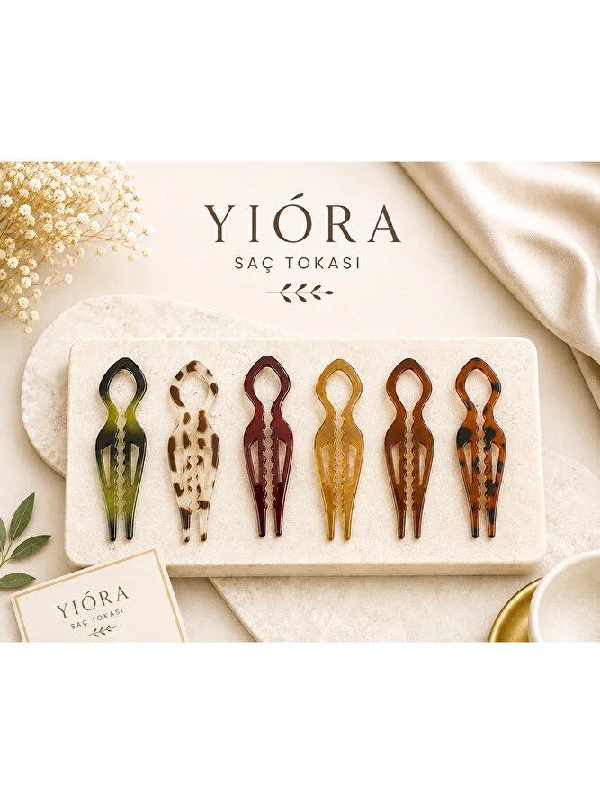 Yiora Kadın Nostaljik Desenli Kaydırmaz Dayanıklı Fransız Model French Pin Topuz Tokası 11CM görsel 2