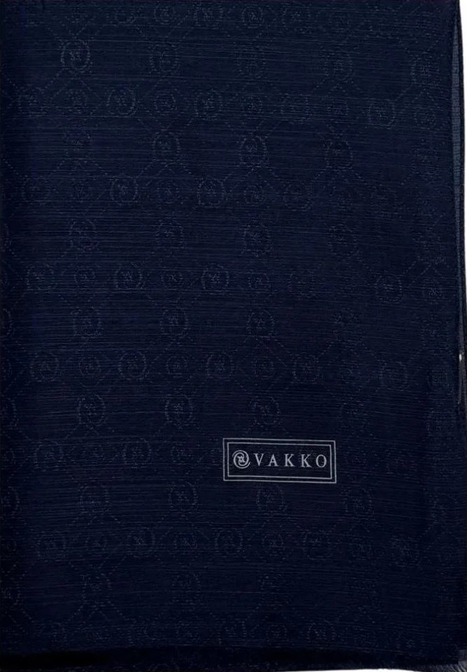 Vakko Pamuk Ipek Monogram Şal 40752-KOYU Lacivert görsel 5